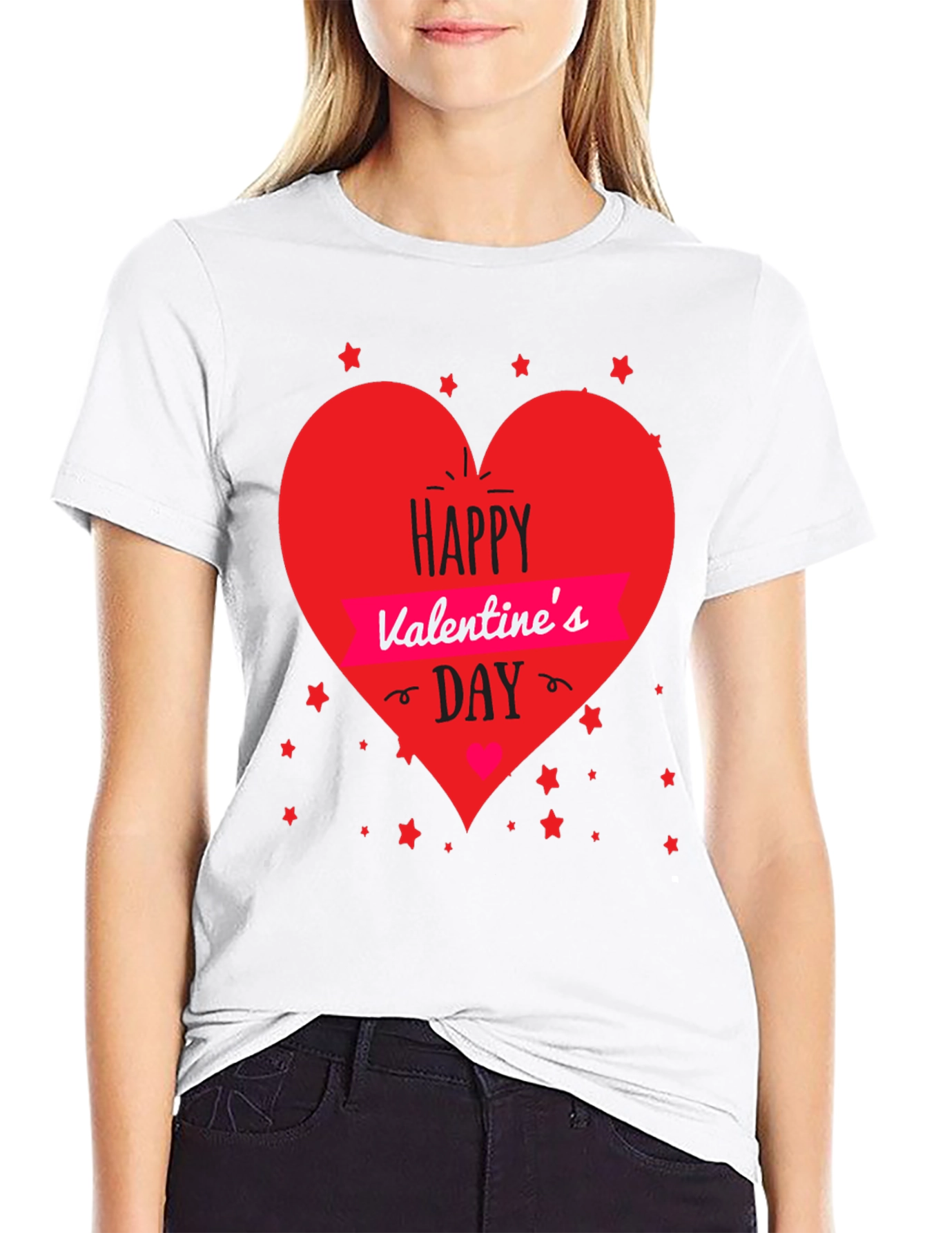 Valentines Day T-Shirt - Heart Graphic Black Tee