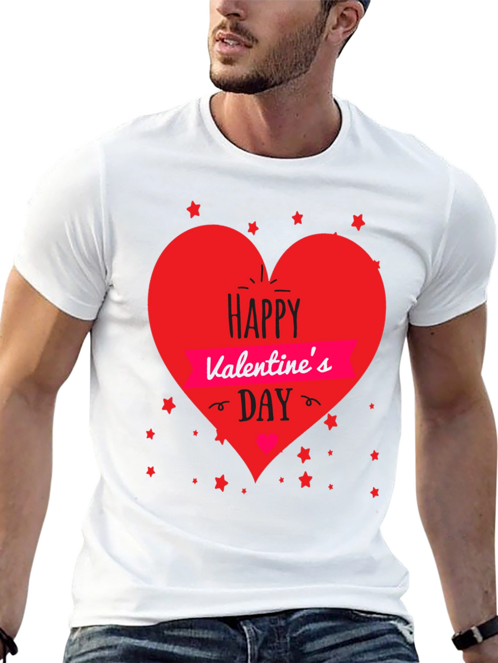 Valentines Day T-Shirt - Heart Graphic Black Tee