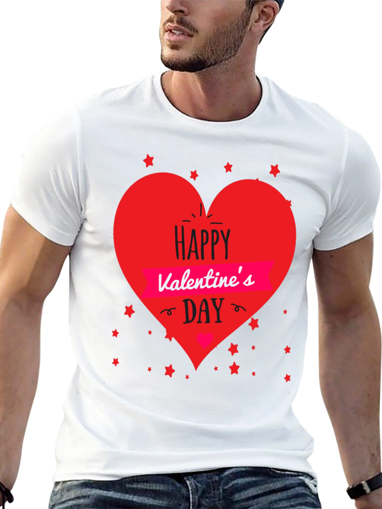 Valentines Day T-Shirt - Heart Graphic Black Tee