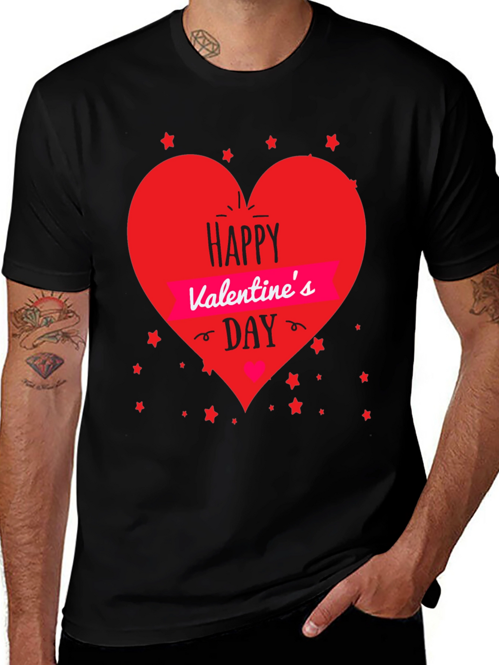 Valentines Day T-Shirt - Heart Graphic Black Tee