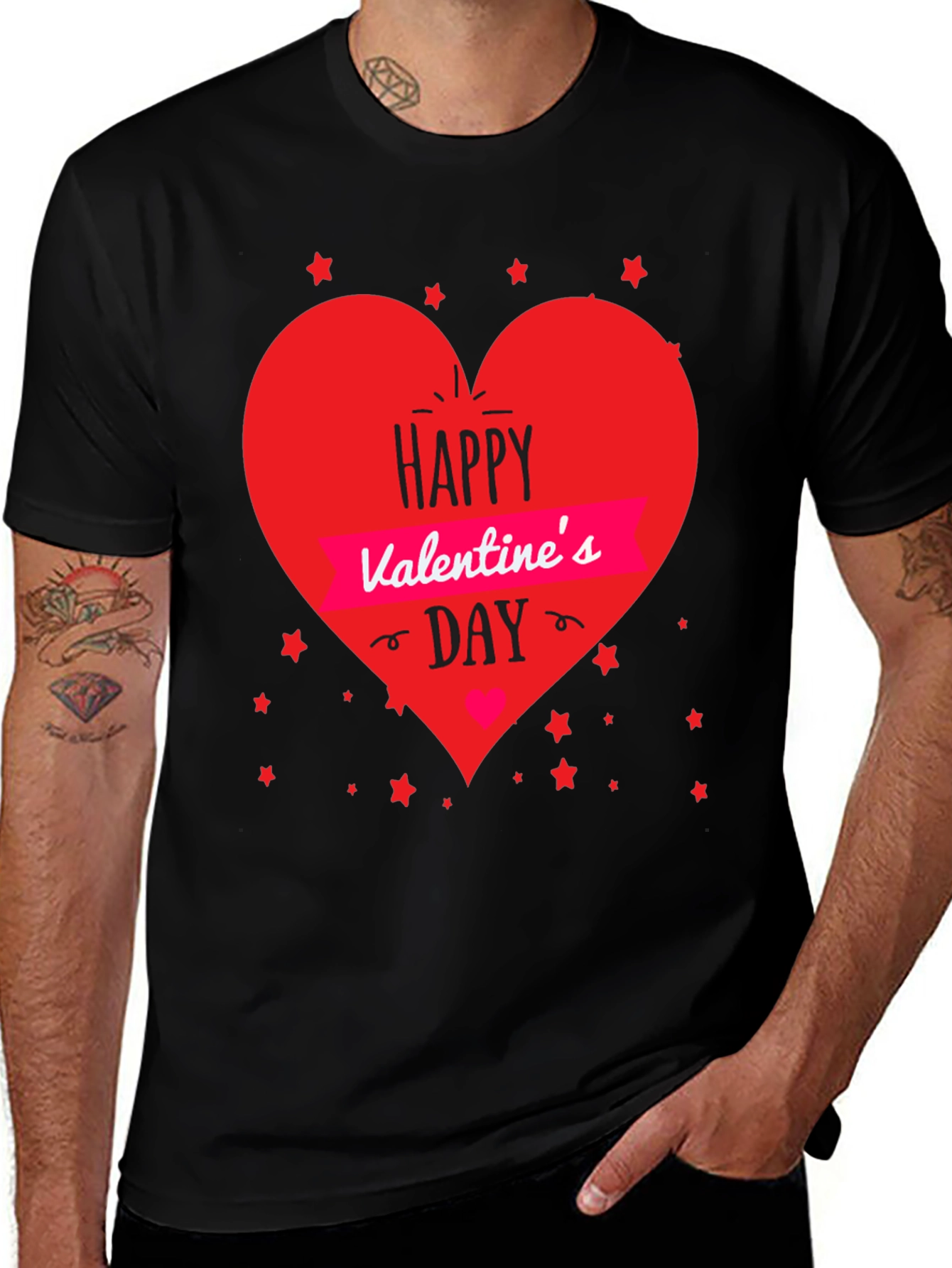 Valentines Day T-Shirt - Heart Graphic Black Tee