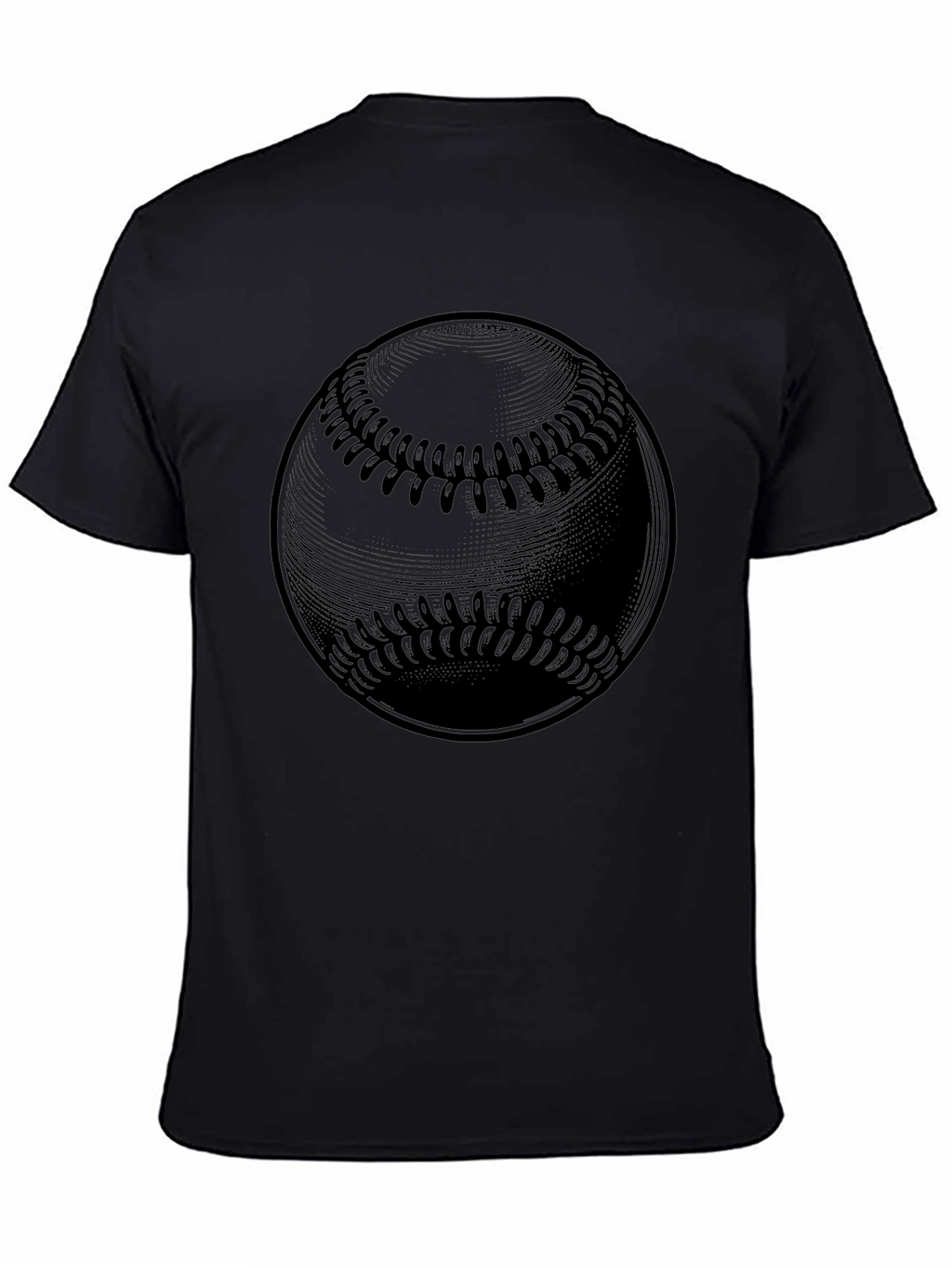 Baseball Graphic Tee - Solid Black Cotton