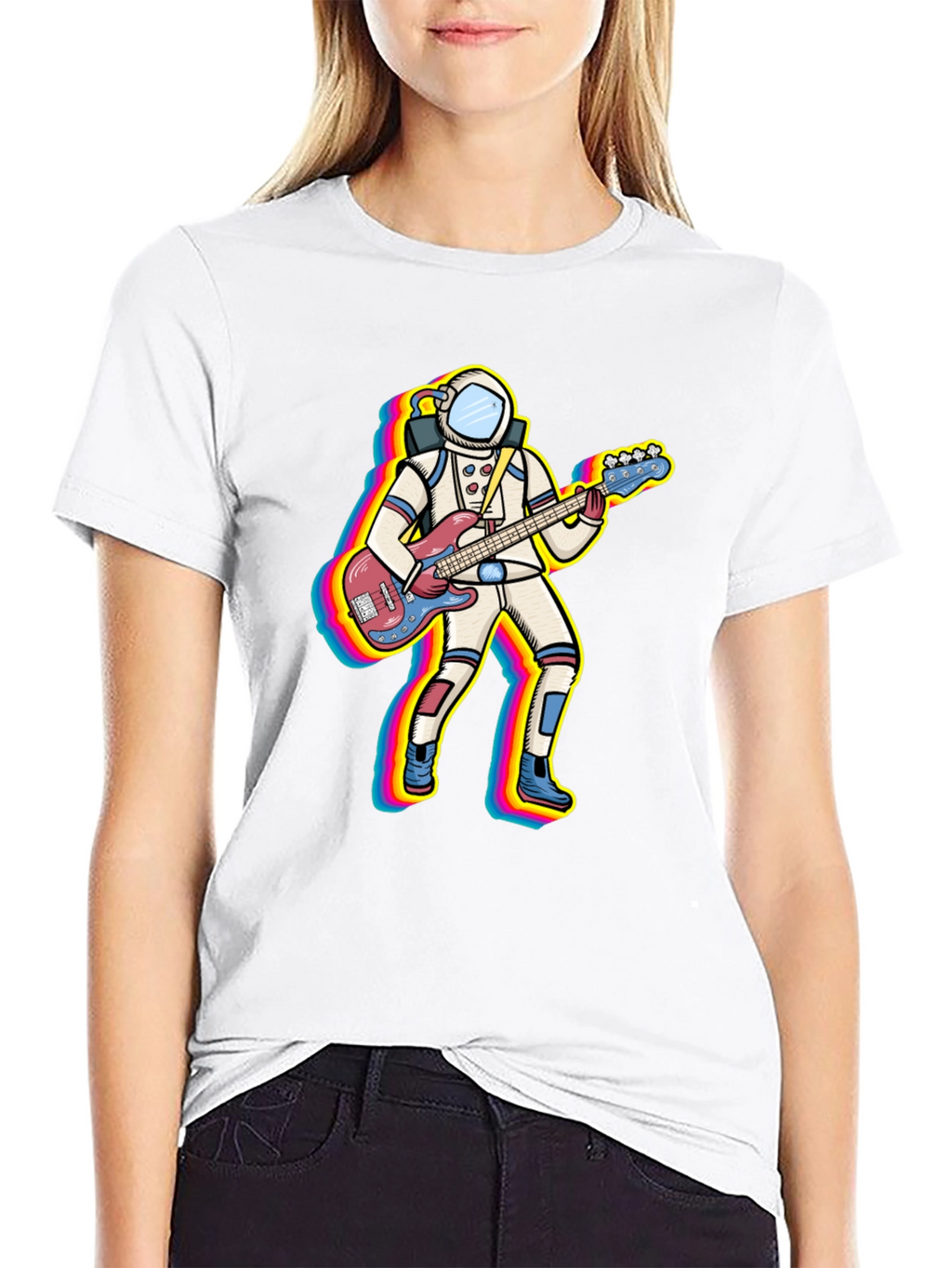 Astronaut Bass Guitar Player Graphic T-Shirt