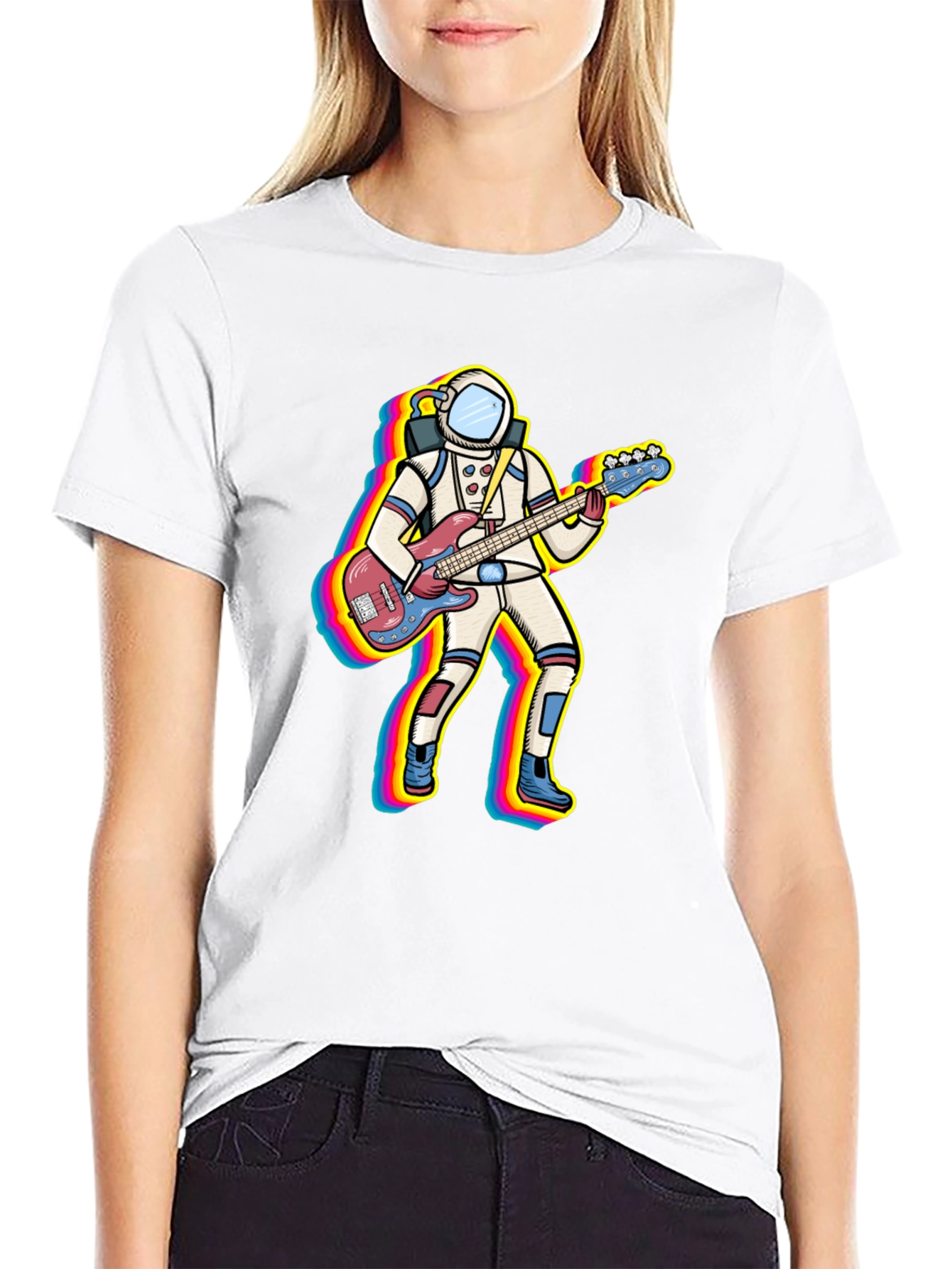 Astronaut Bass Guitar Player Graphic T-Shirt