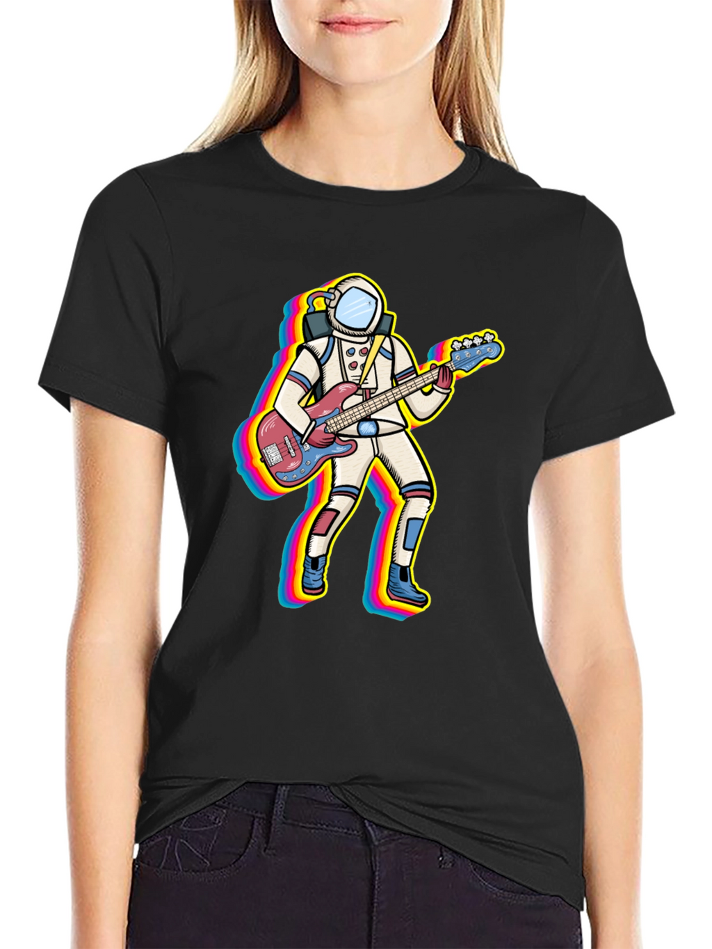 Astronaut Bass Guitar Player Graphic T-Shirt