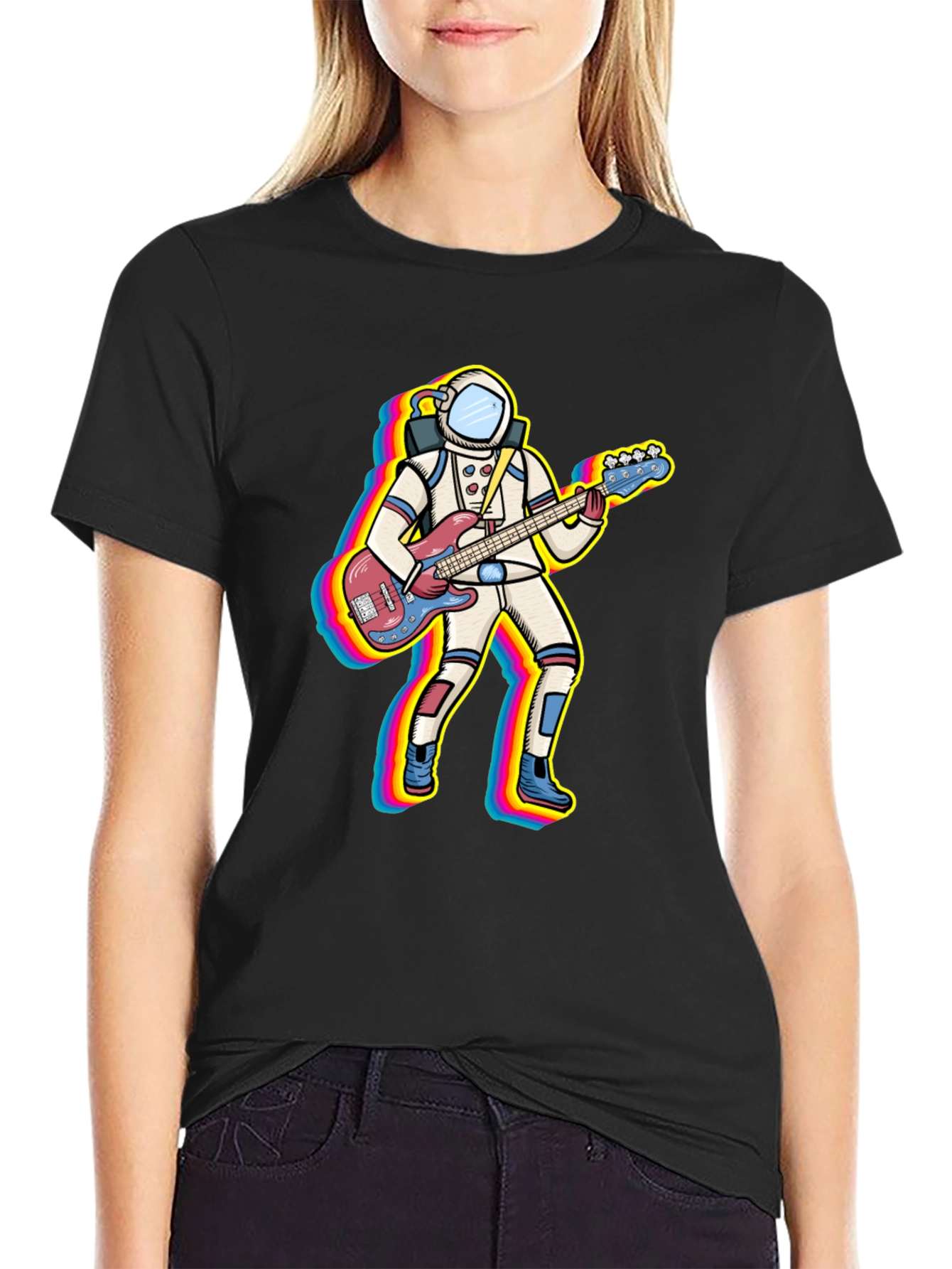 Astronaut Bass Guitar Player Graphic T-Shirt