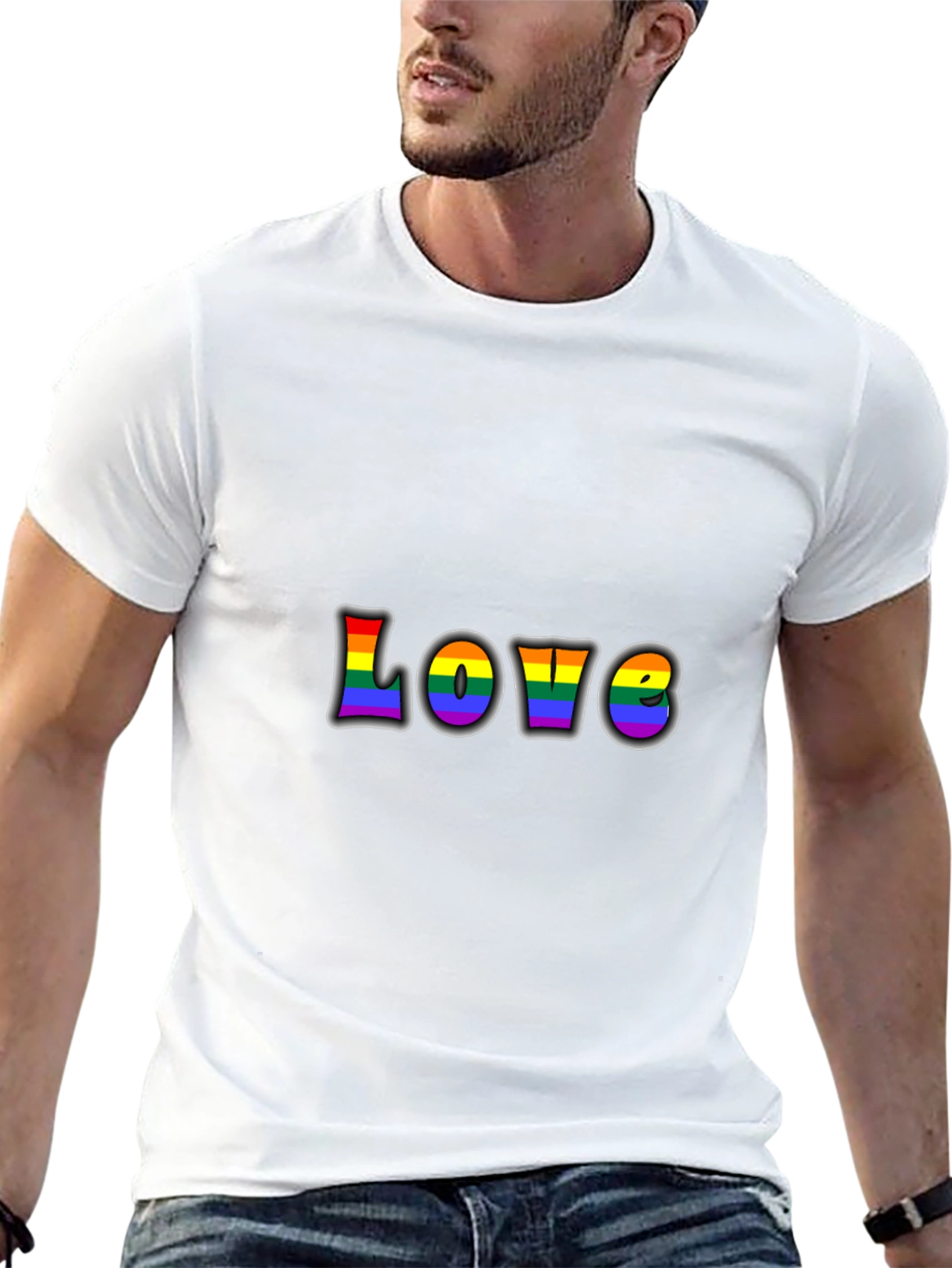 Rainbow LOVE Graphic Black T-Shirt