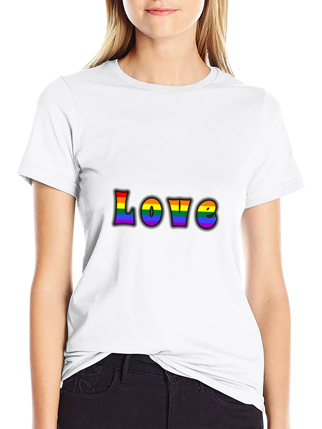 Rainbow LOVE Graphic Black T-Shirt