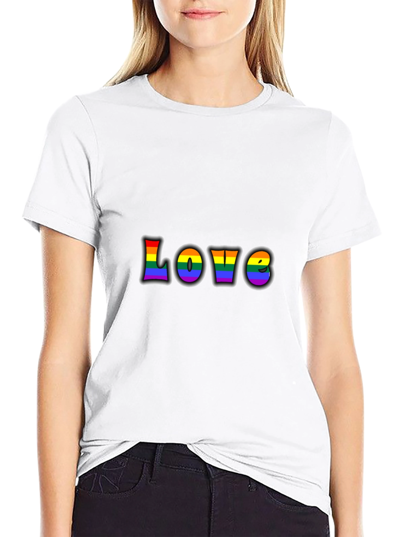 Rainbow LOVE Graphic Black T-Shirt