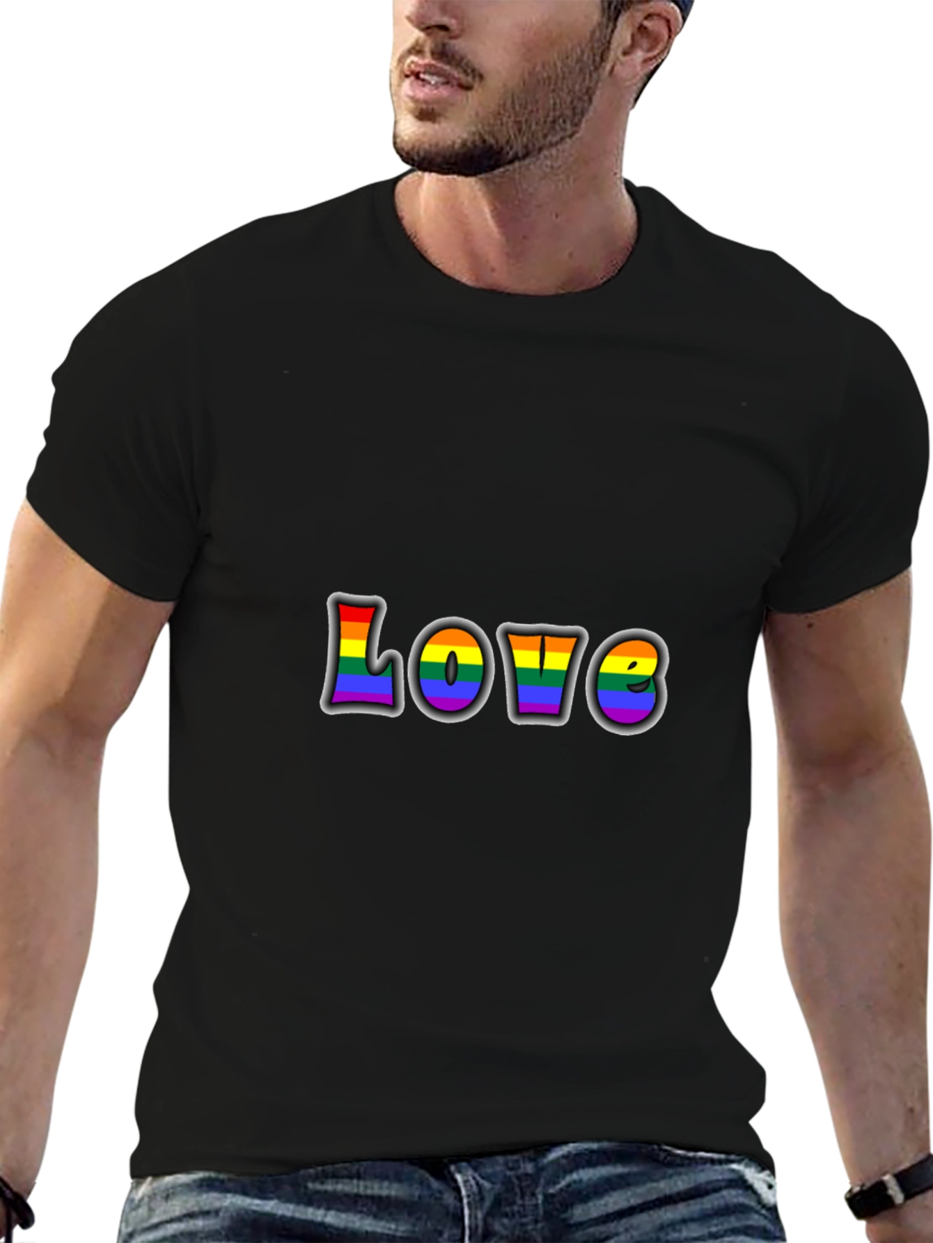 Rainbow LOVE Graphic Black T-Shirt