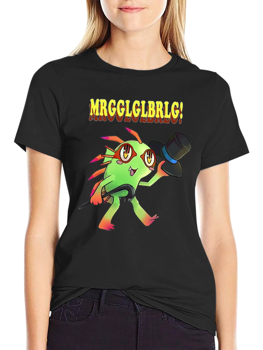 MRGGLGLBRLG! Murloc T-Shirt Black Cotton Tee Funny Gamer Shirt