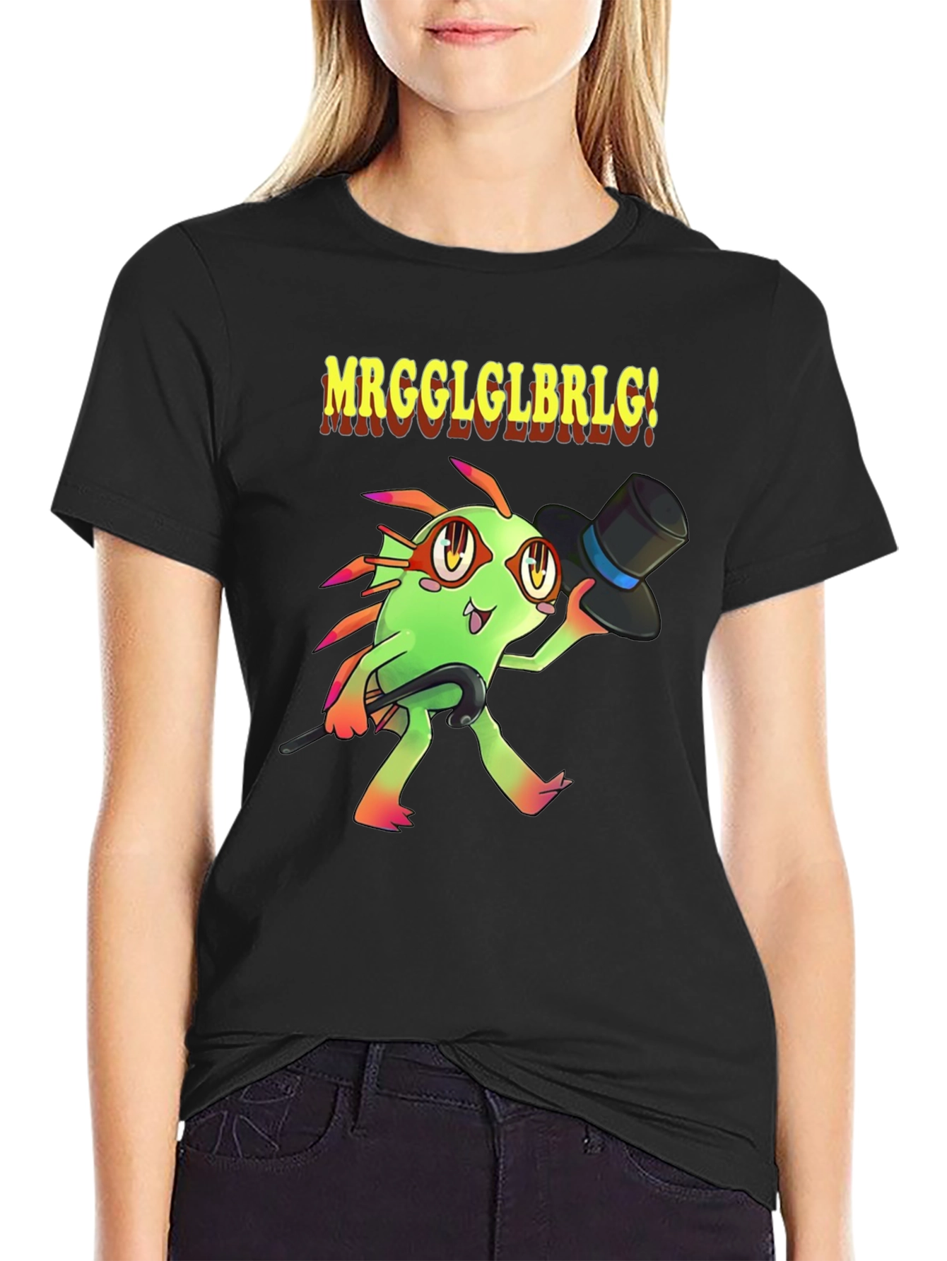 MRGGLGLBRLG! Murloc T-Shirt Black Cotton Tee Funny Gamer Shirt