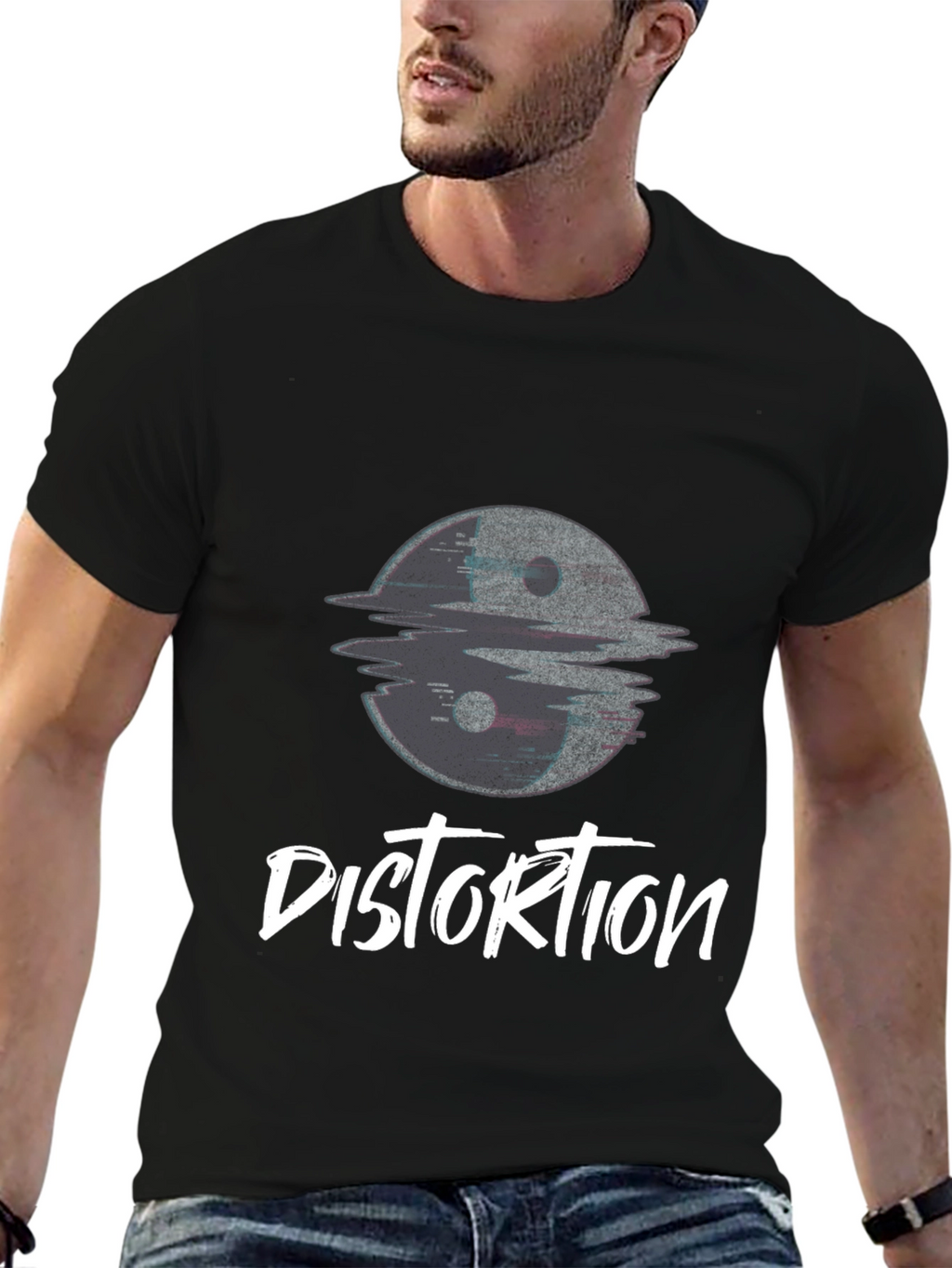 Distortion Graphic Tee - Yin Yang Glitch Design