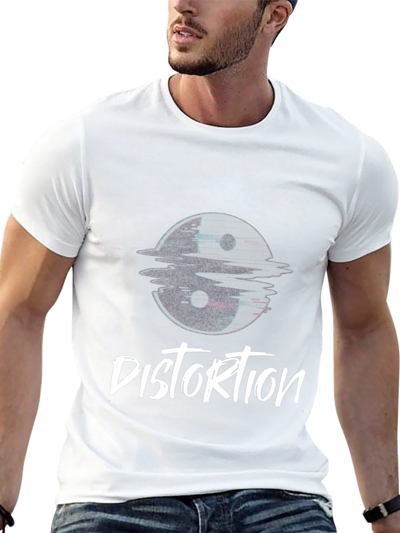 Distortion Graphic Tee - Yin Yang Glitch Design