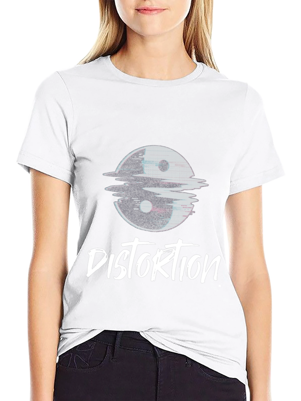 Distortion Graphic Tee - Yin Yang Glitch Design