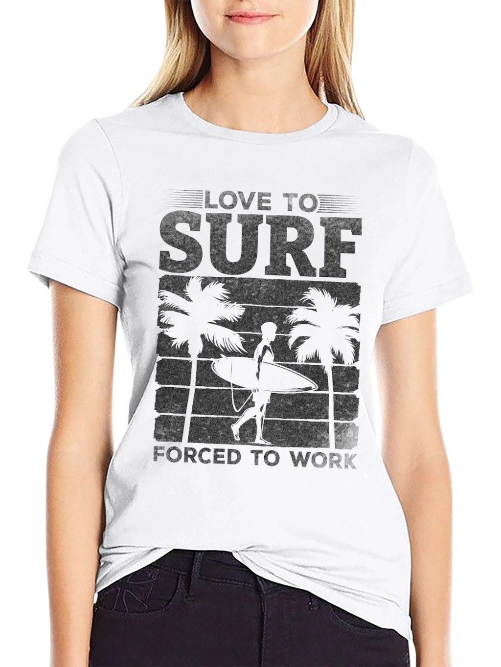 Love to Surf Graphic Tee - Black Cotton T-Shirt