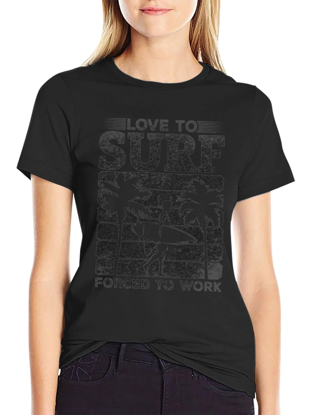 Love to Surf Graphic Tee - Black Cotton T-Shirt