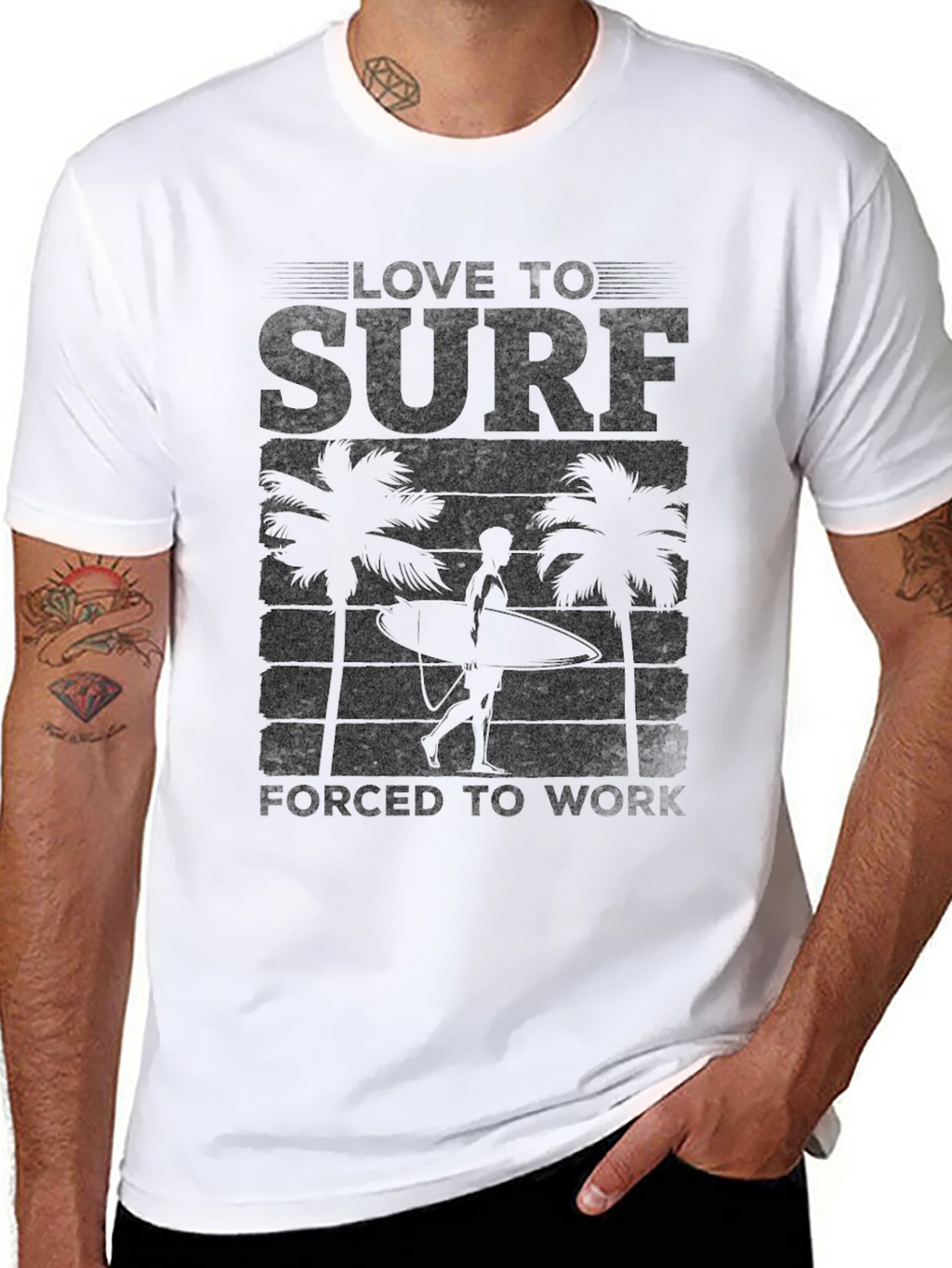 Love to Surf Graphic Tee - Black Cotton T-Shirt
