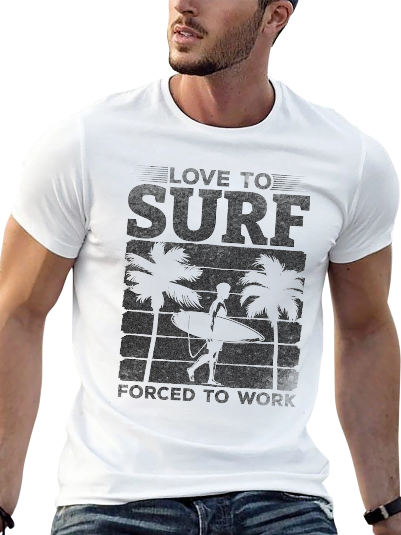 Love to Surf Graphic Tee - Black Cotton T-Shirt