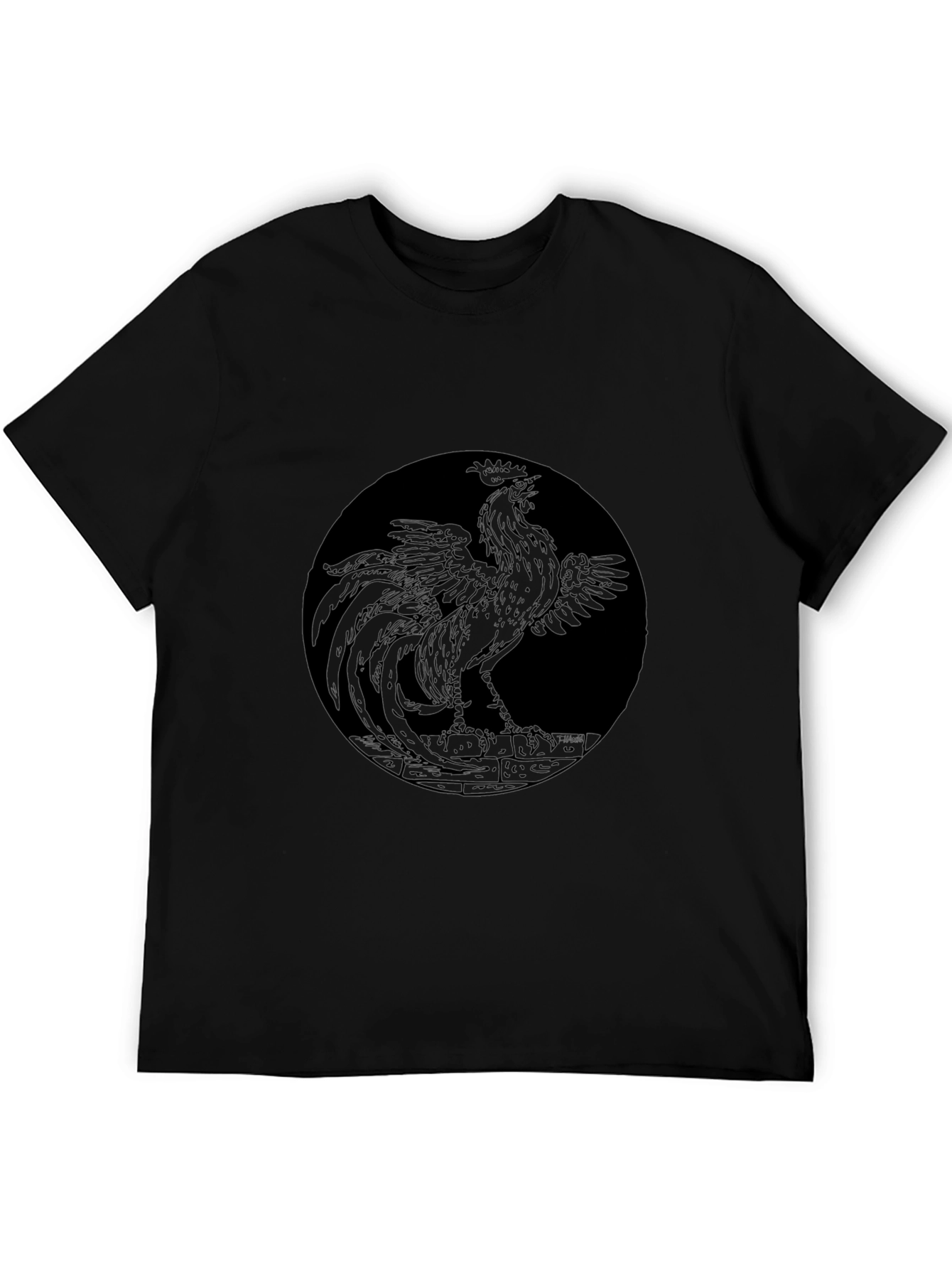 Black Rooster Graphic Tee - Mens Short Sleeve Shirt