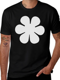 Black T-Shirt with White Flower Graphic