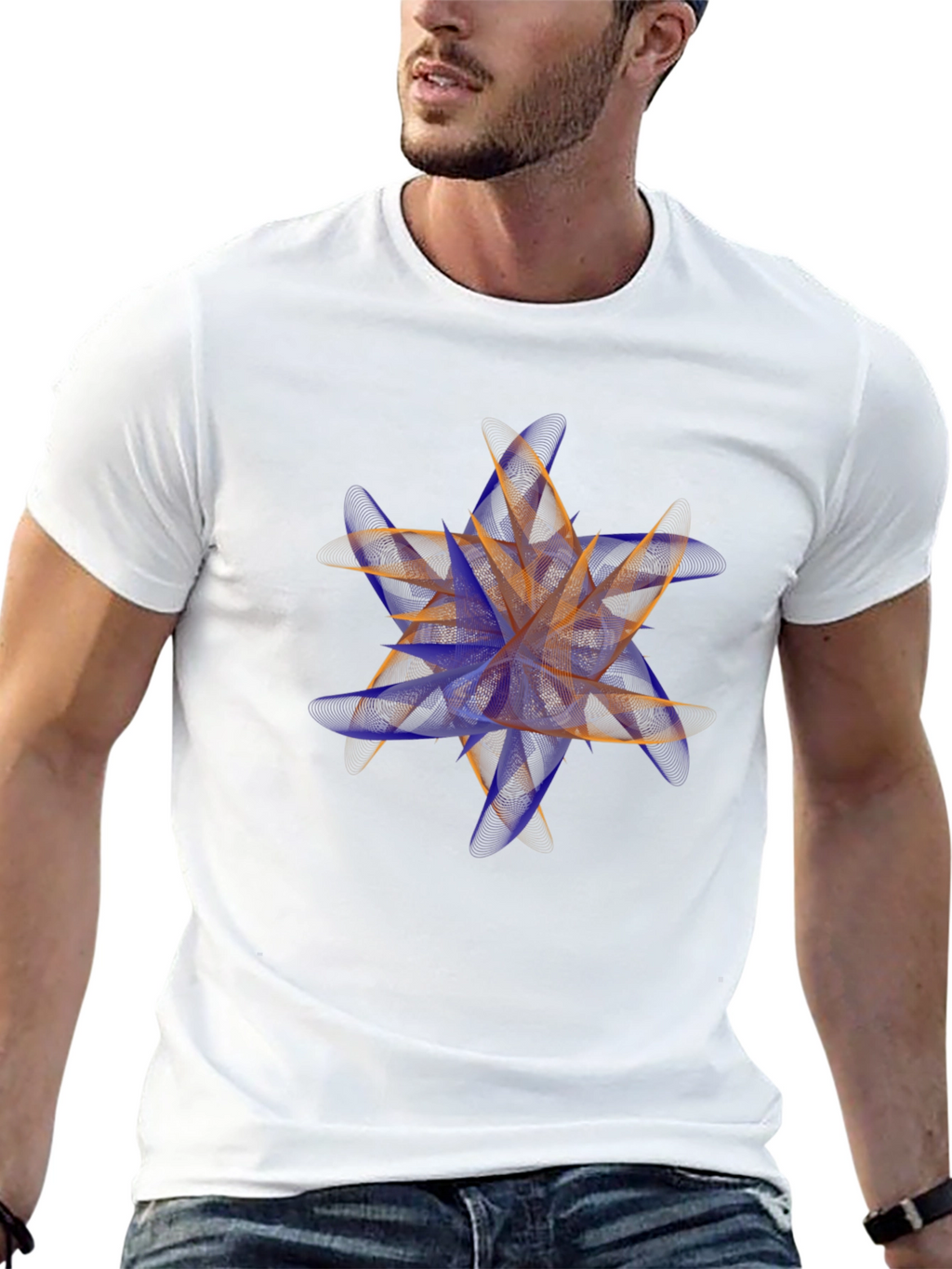 Abstract Floral Print Black T-Shirt