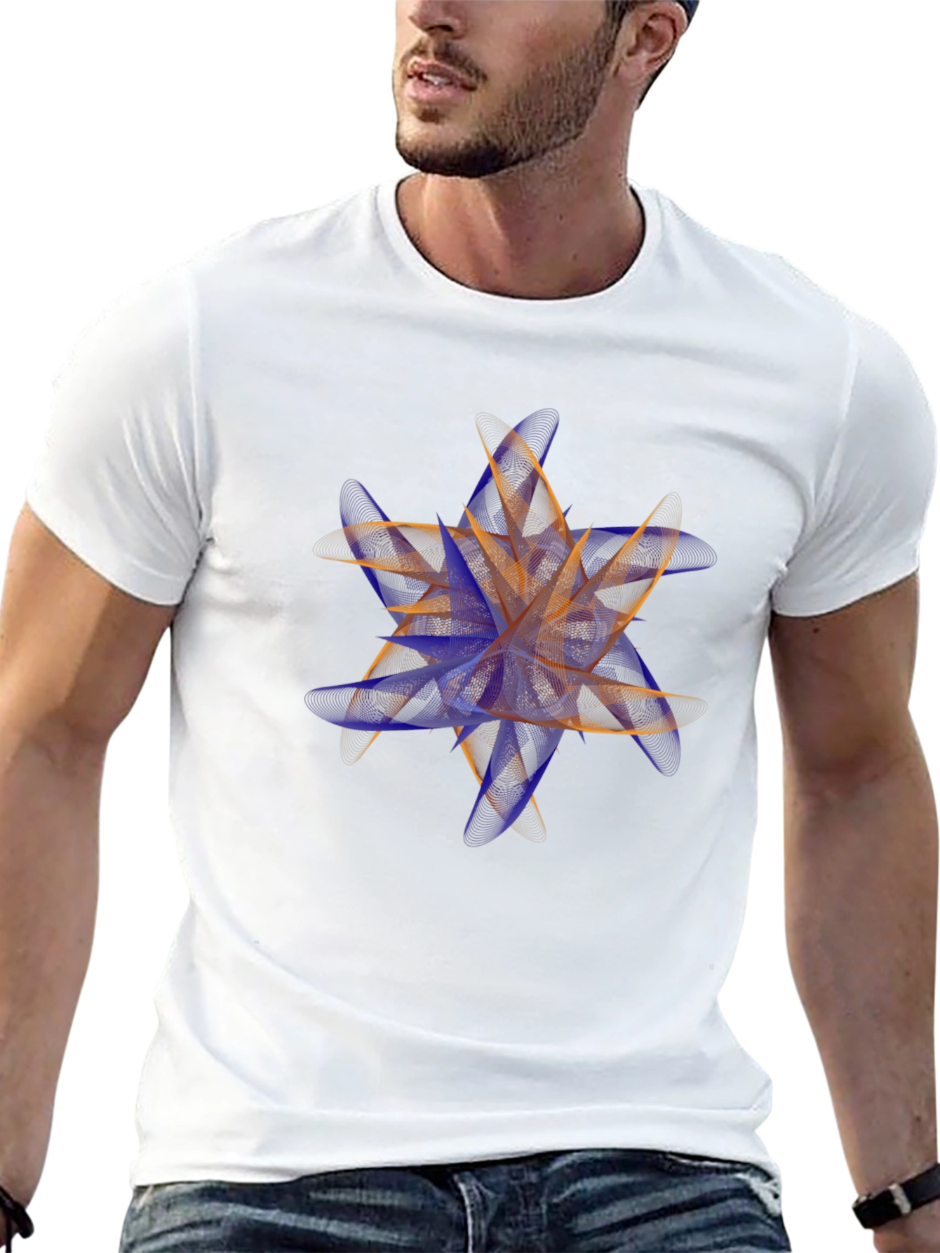 Abstract Floral Print Black T-Shirt