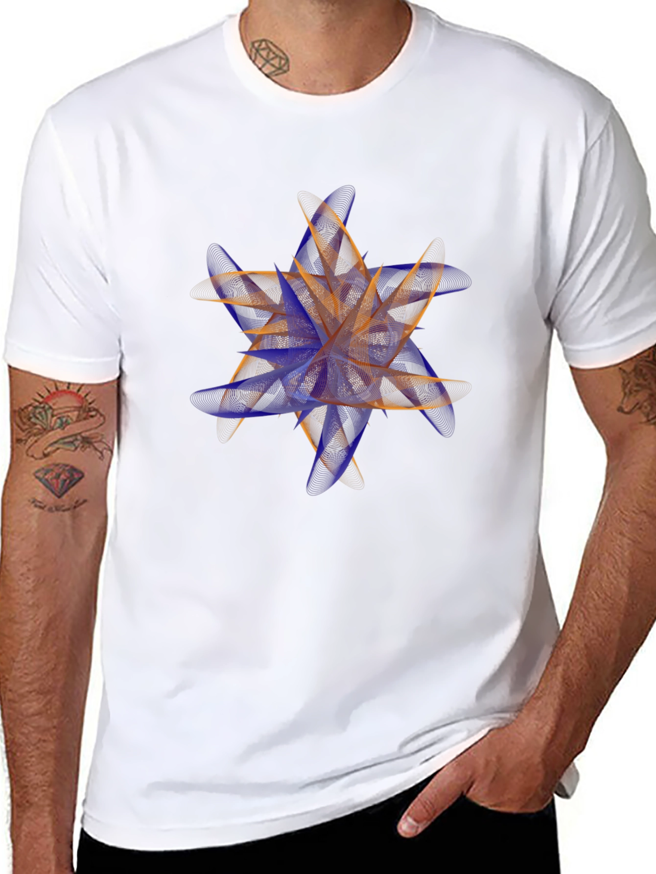 Abstract Floral Print Black T-Shirt