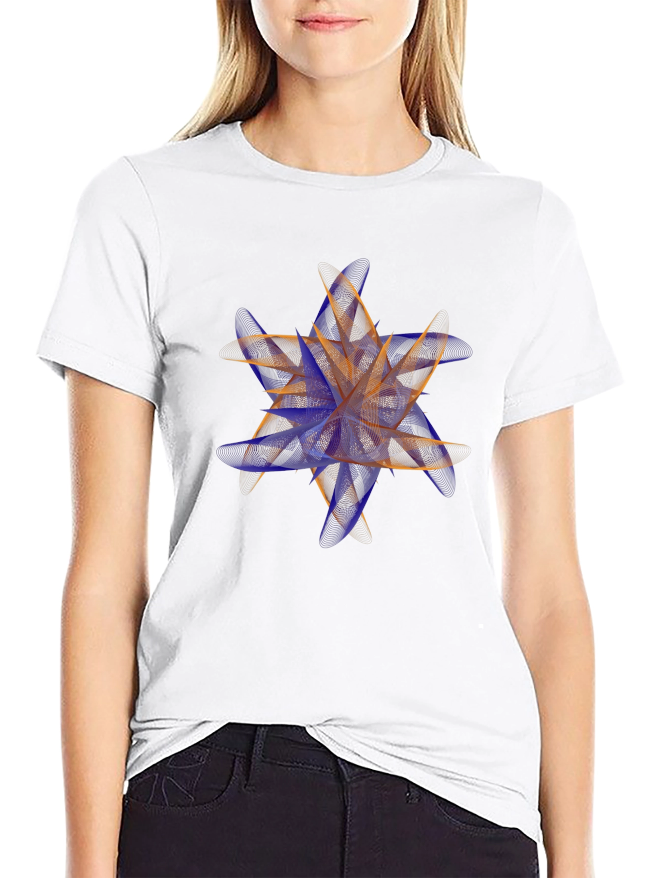 Abstract Floral Print Black T-Shirt