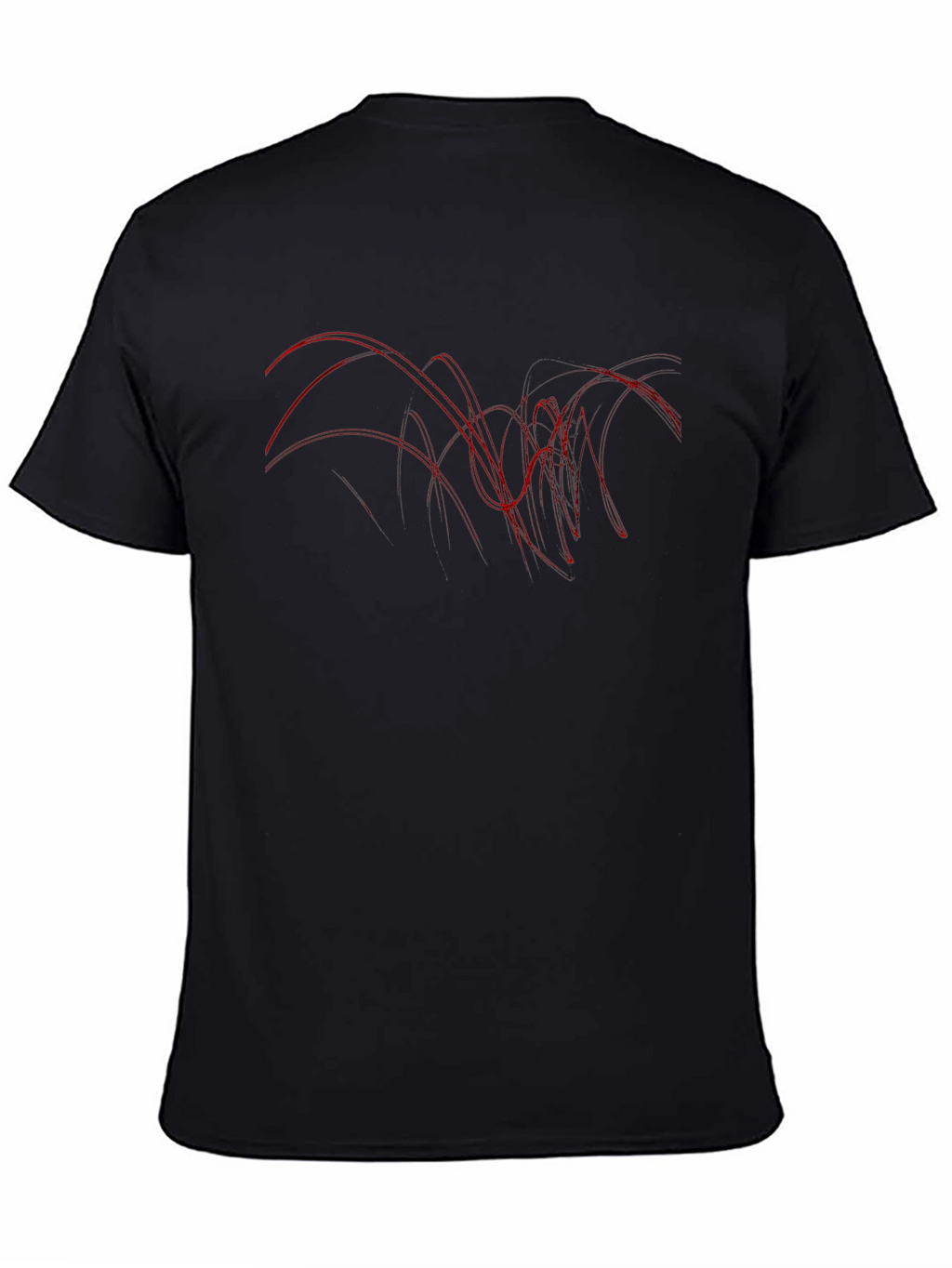 Abstract Red Line Art Black T-Shirt