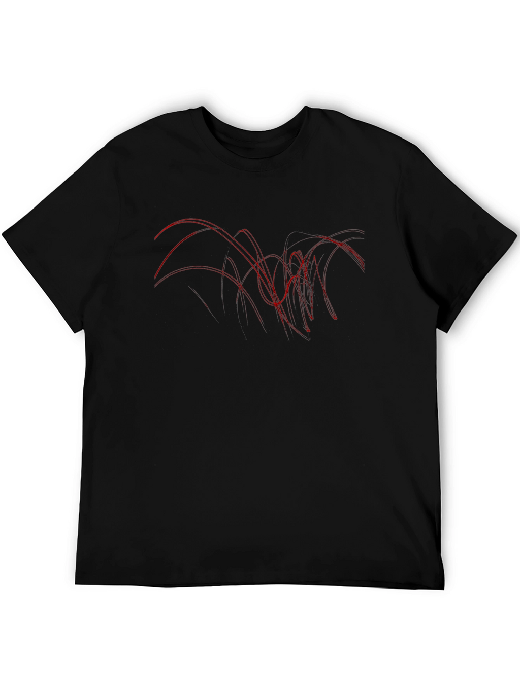 Abstract Red Line Art Black T-Shirt