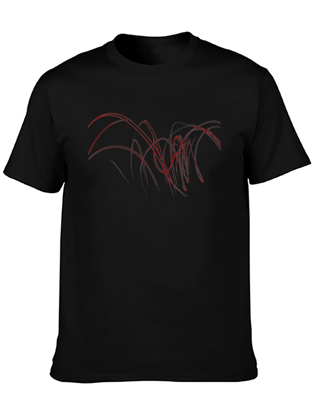 Abstract Red Line Art Black T-Shirt