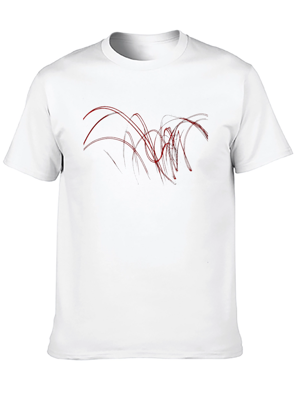 Abstract Red Line Art Black T-Shirt