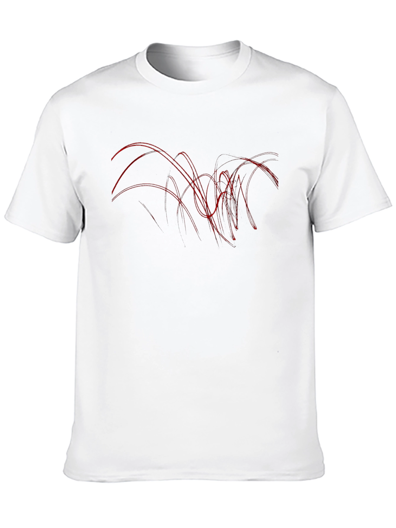 Abstract Red Line Art Black T-Shirt