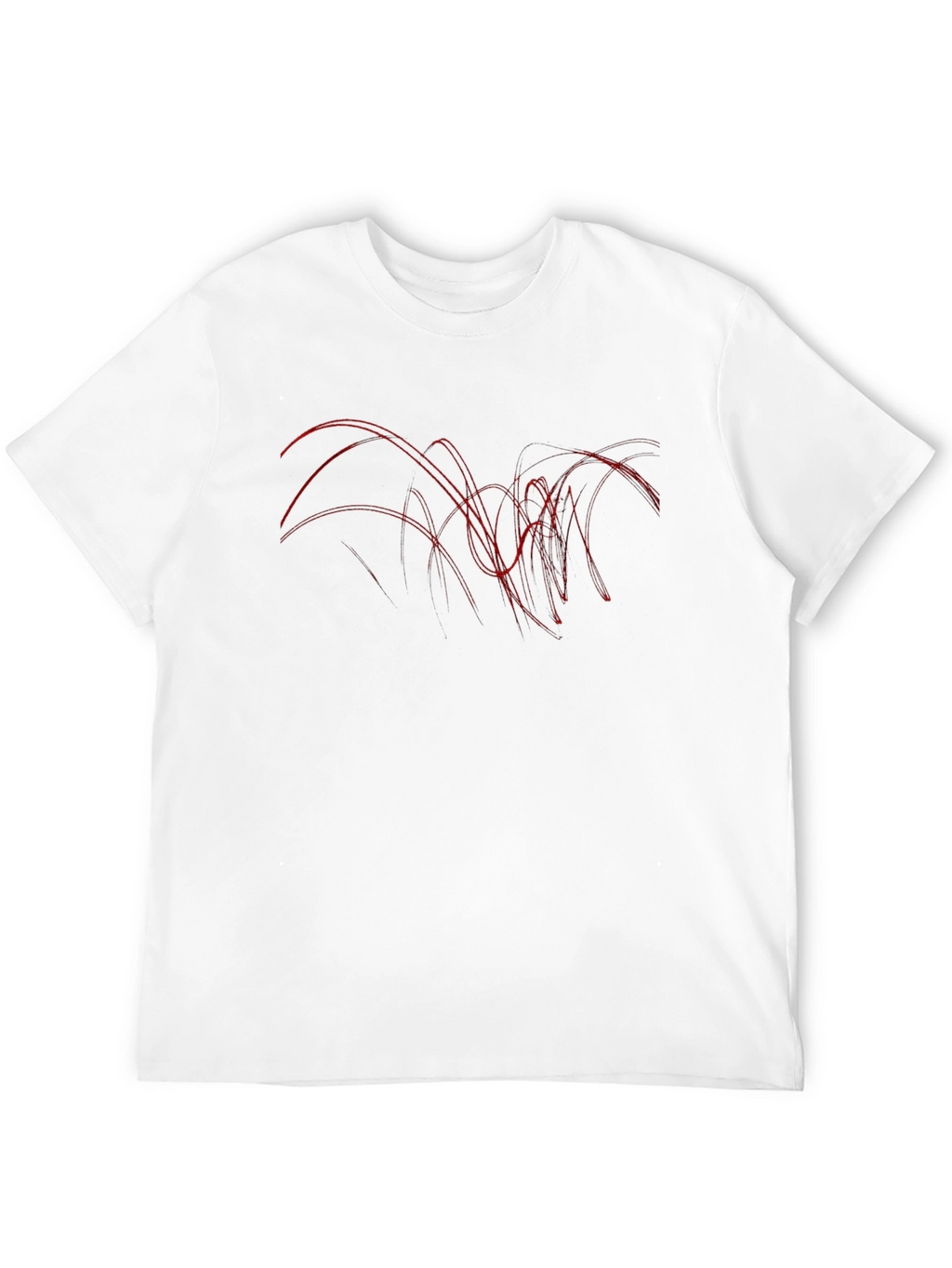 Abstract Red Line Art Black T-Shirt