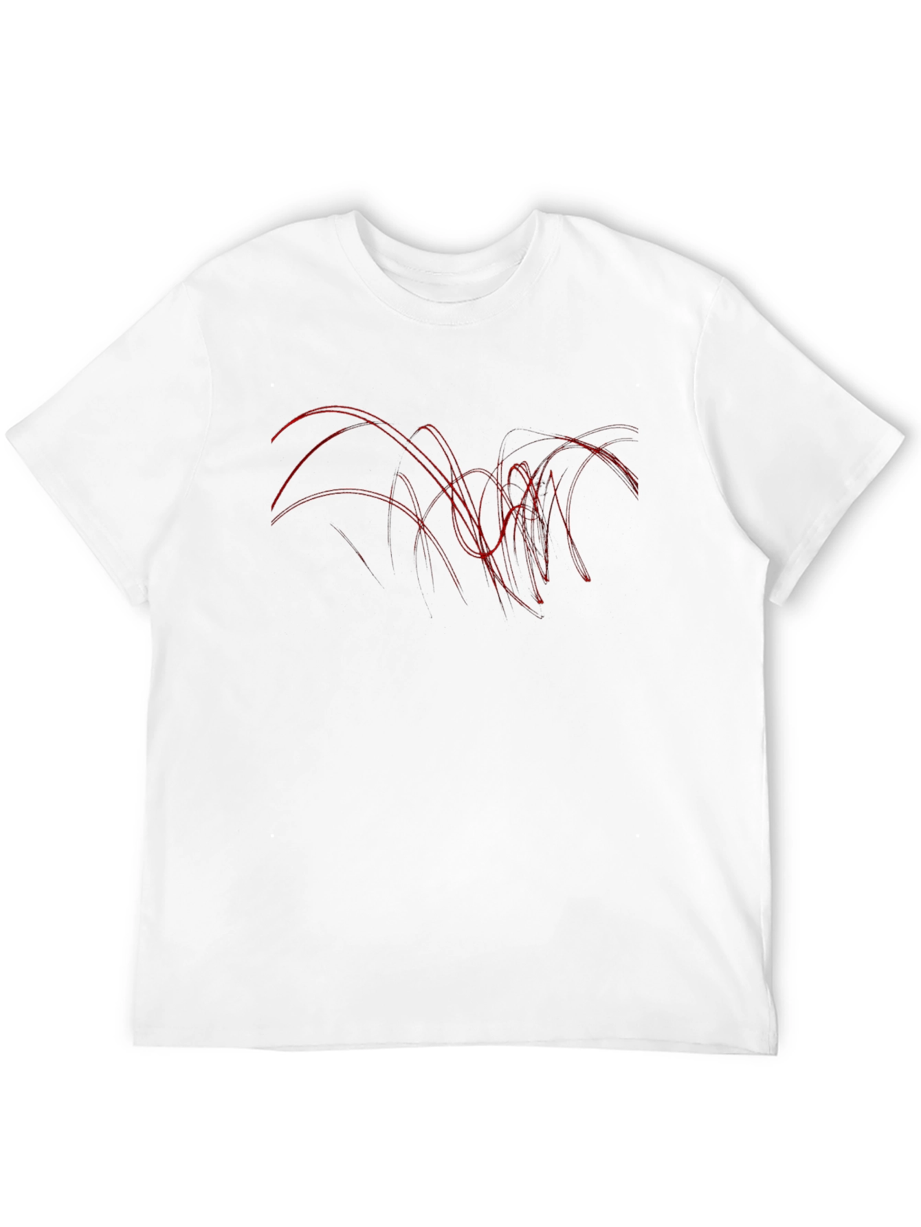 Abstract Red Line Art Black T-Shirt