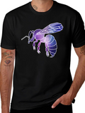 Geometric Galaxy Bee Graphic Tee - Black