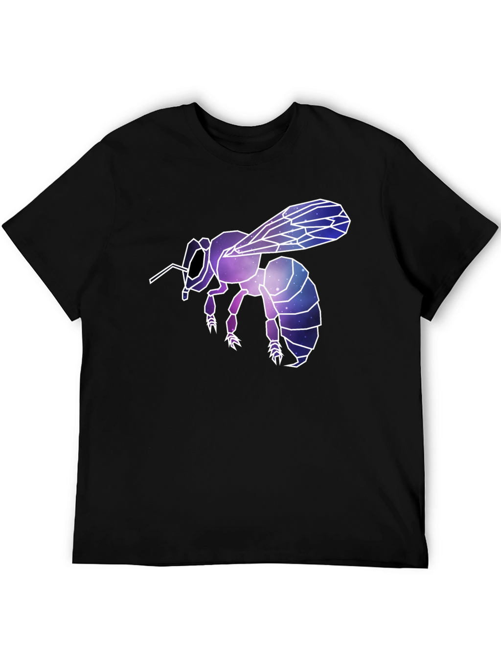 Geometric Galaxy Bee Graphic Tee - Black