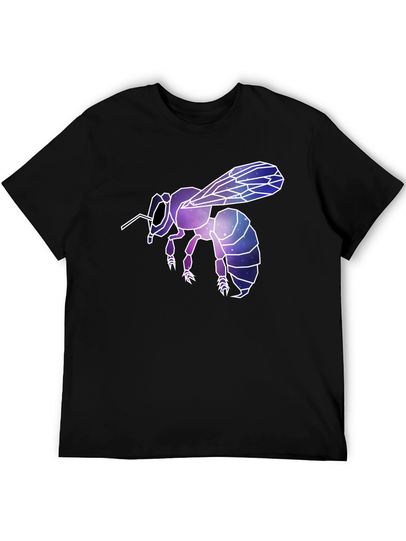 Geometric Galaxy Bee Graphic Tee - Black