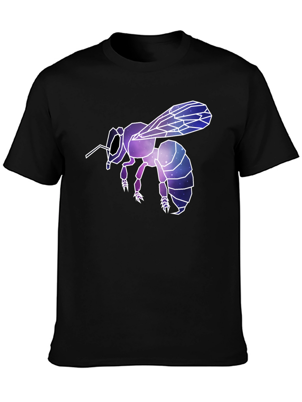 Geometric Galaxy Bee Graphic Tee - Black