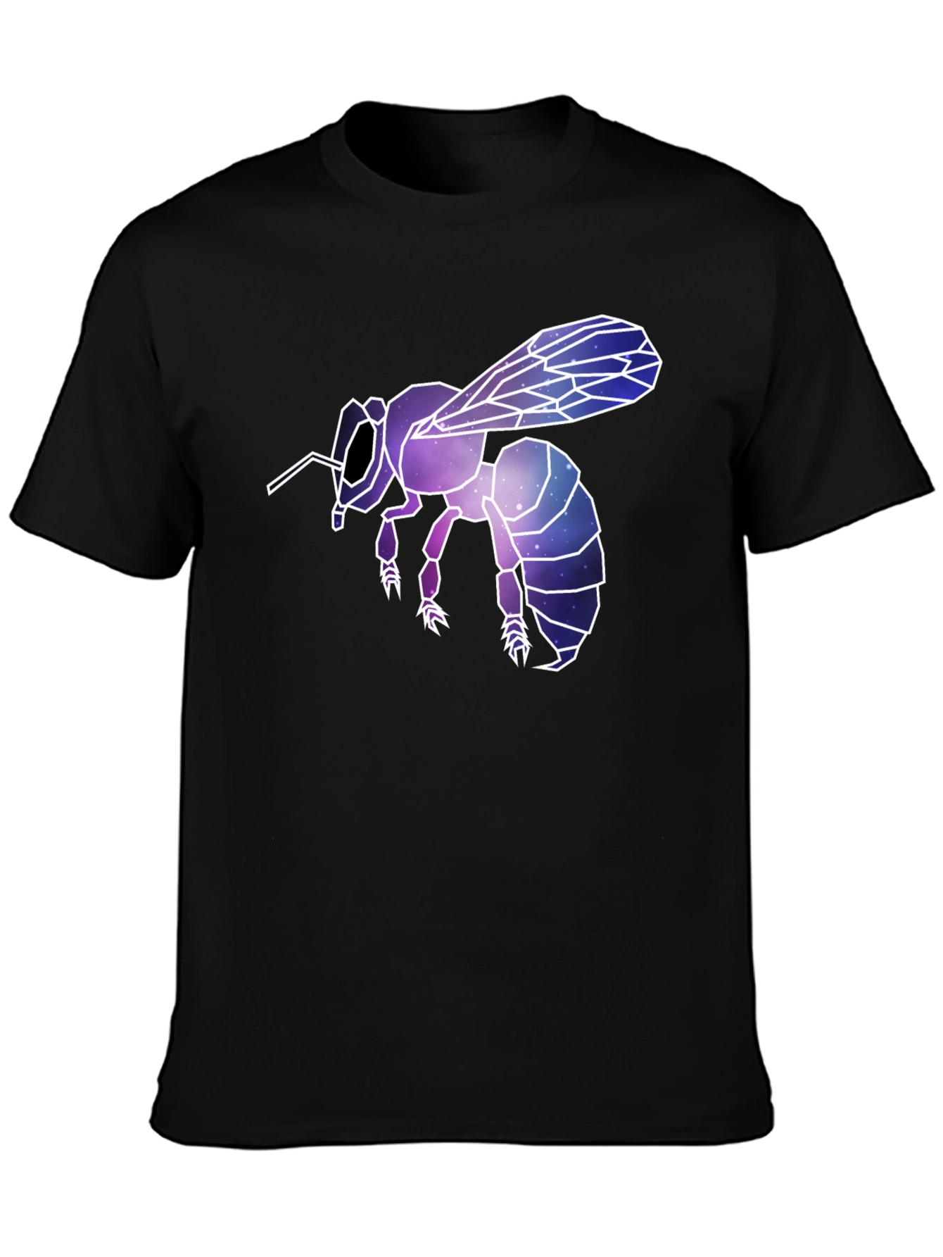 Geometric Galaxy Bee Graphic Tee - Black
