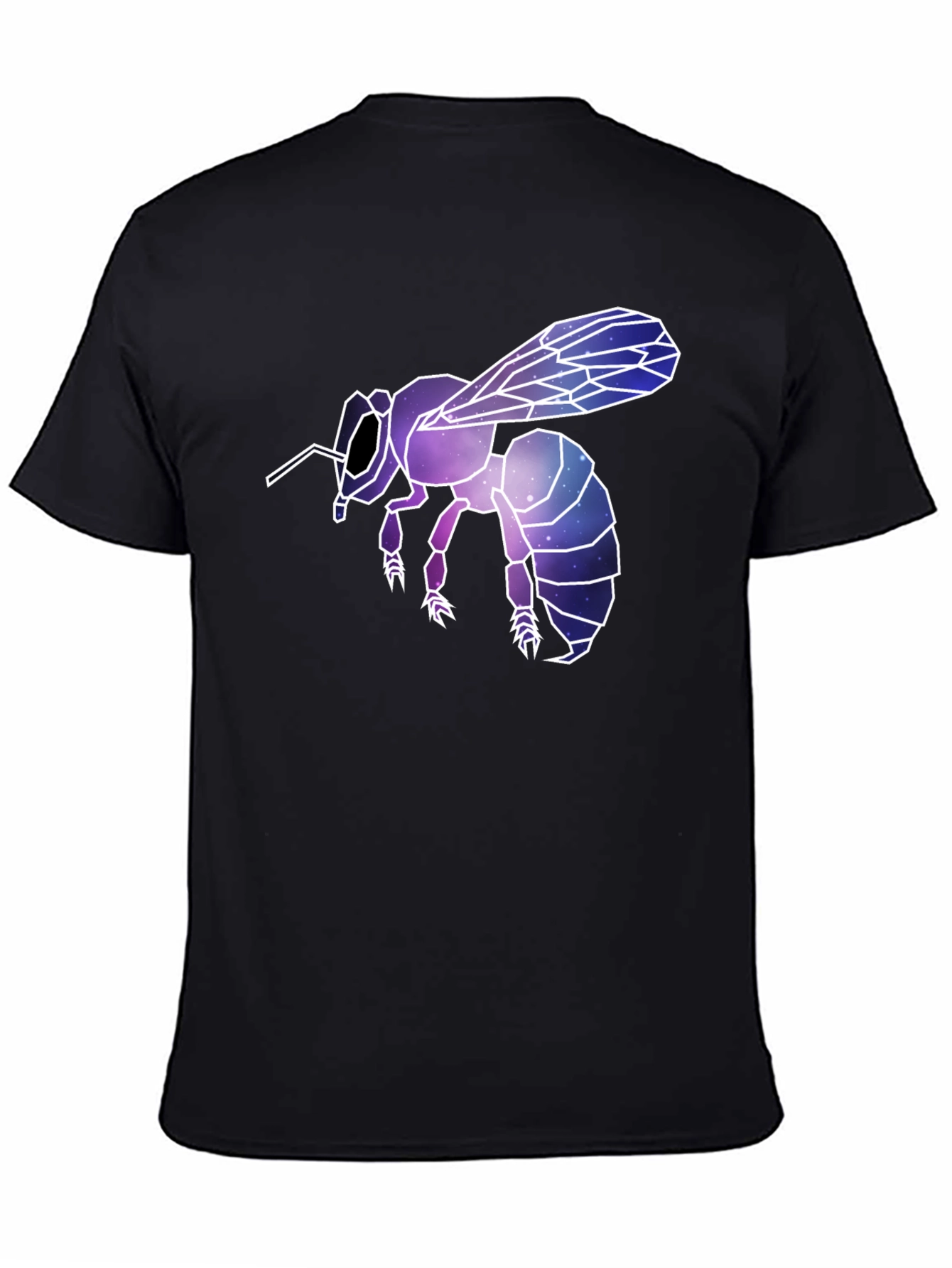 Geometric Galaxy Bee Graphic Tee - Black
