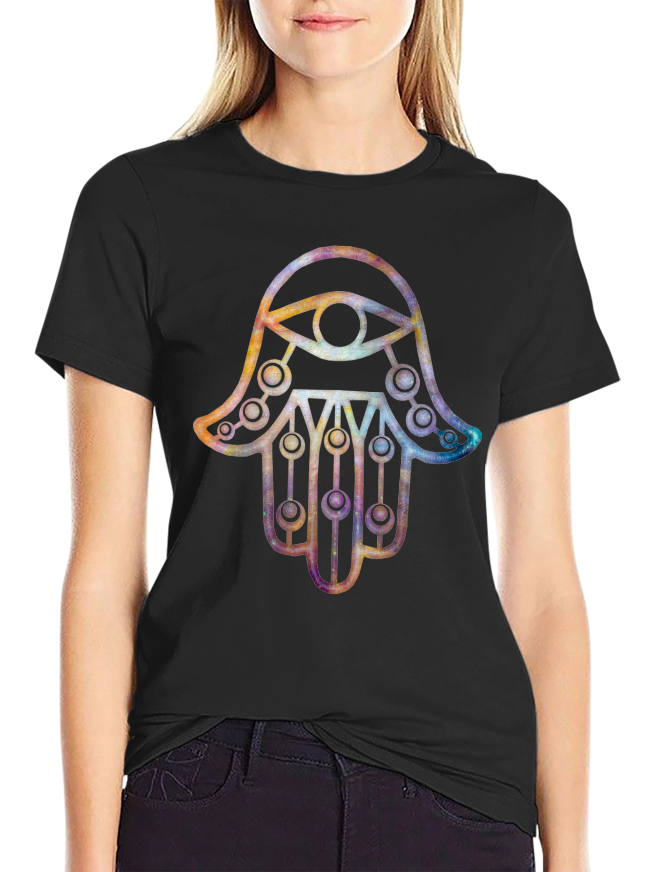Hamsa Hand Graphic Tee - Lucky Amulet Design