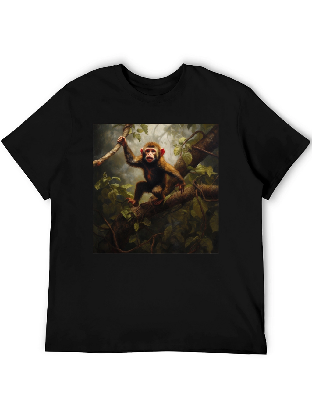Monkey in Jungle T-Shirt - Black