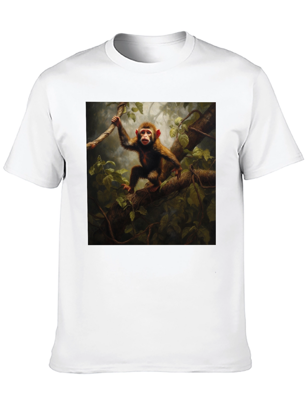 Monkey in Jungle T-Shirt - Black
