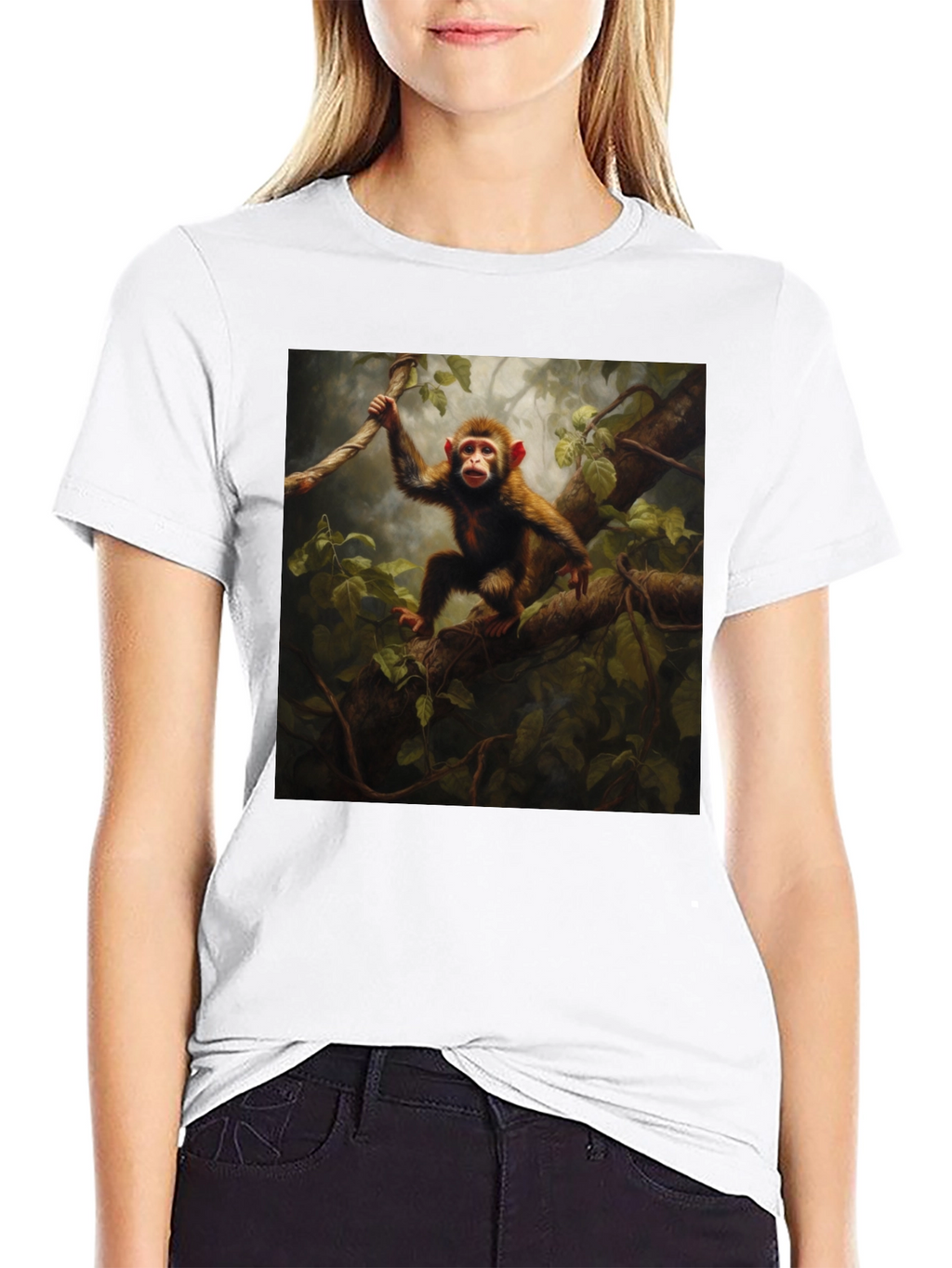 Monkey in Jungle T-Shirt - Black