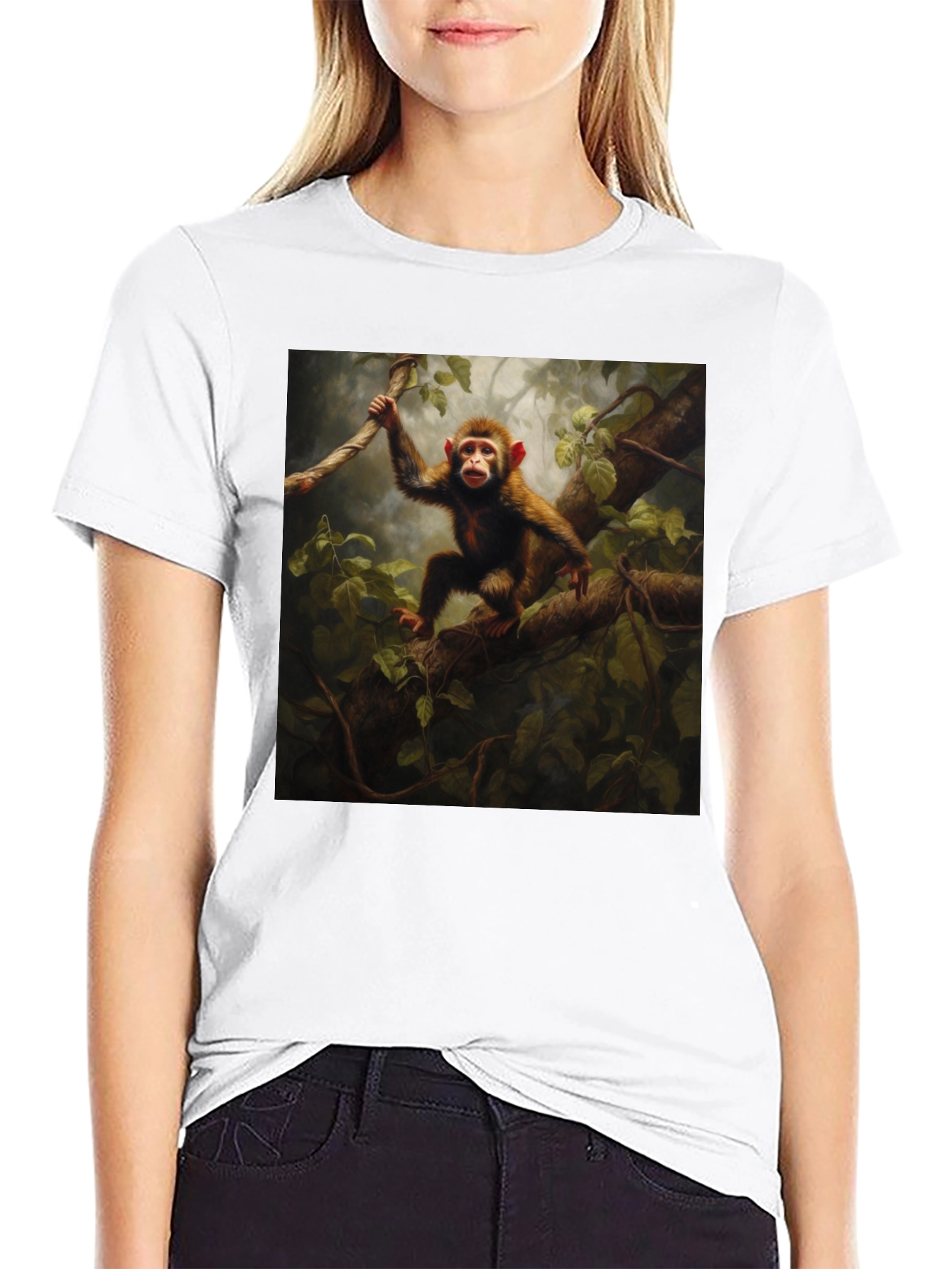 Monkey in Jungle T-Shirt - Black