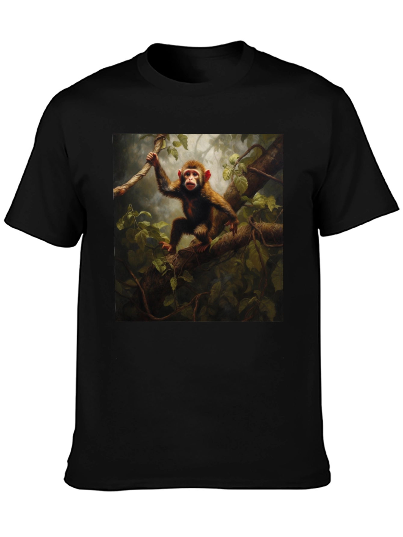 Monkey in Jungle T-Shirt - Black