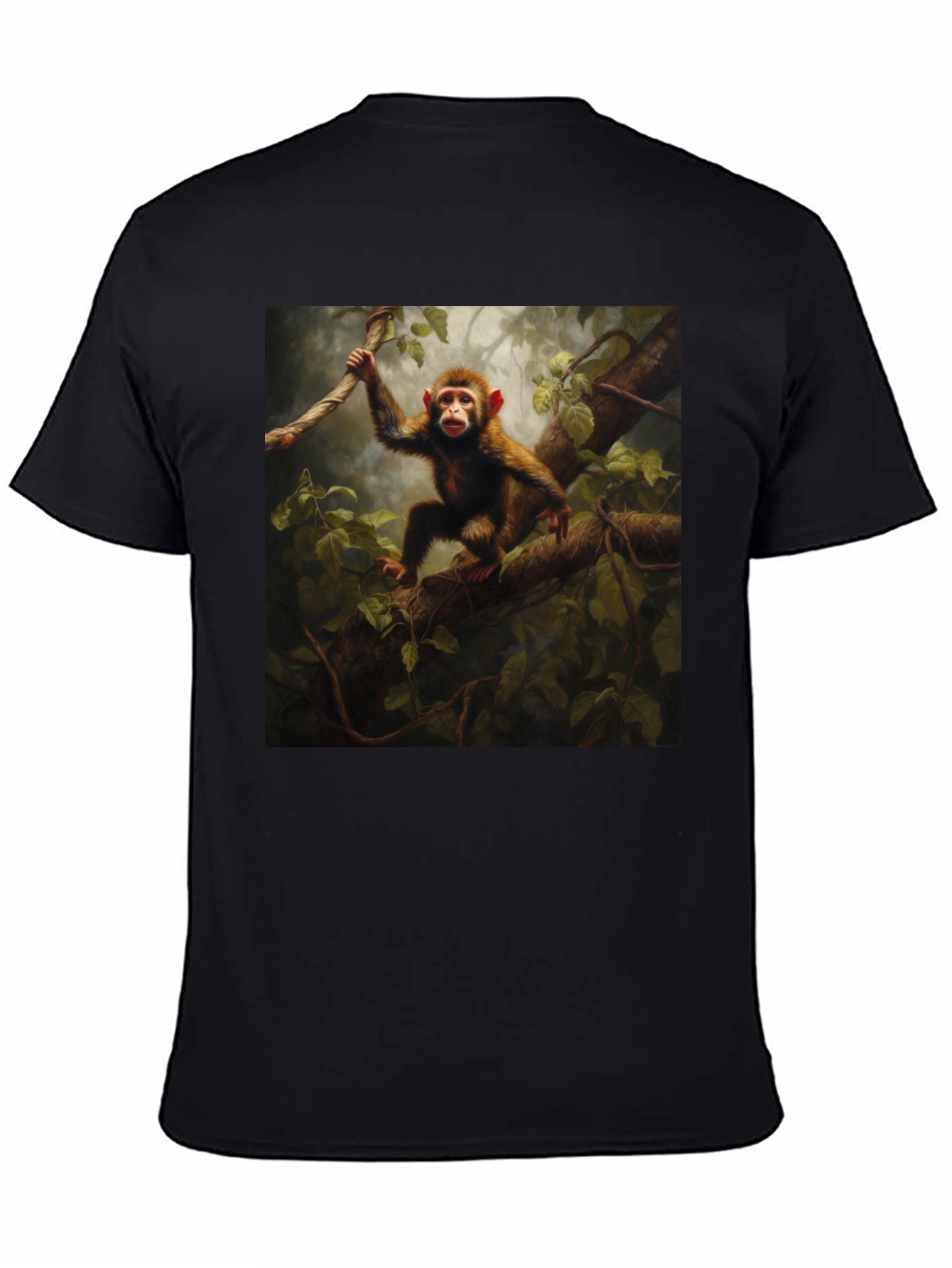 Monkey in Jungle T-Shirt - Black