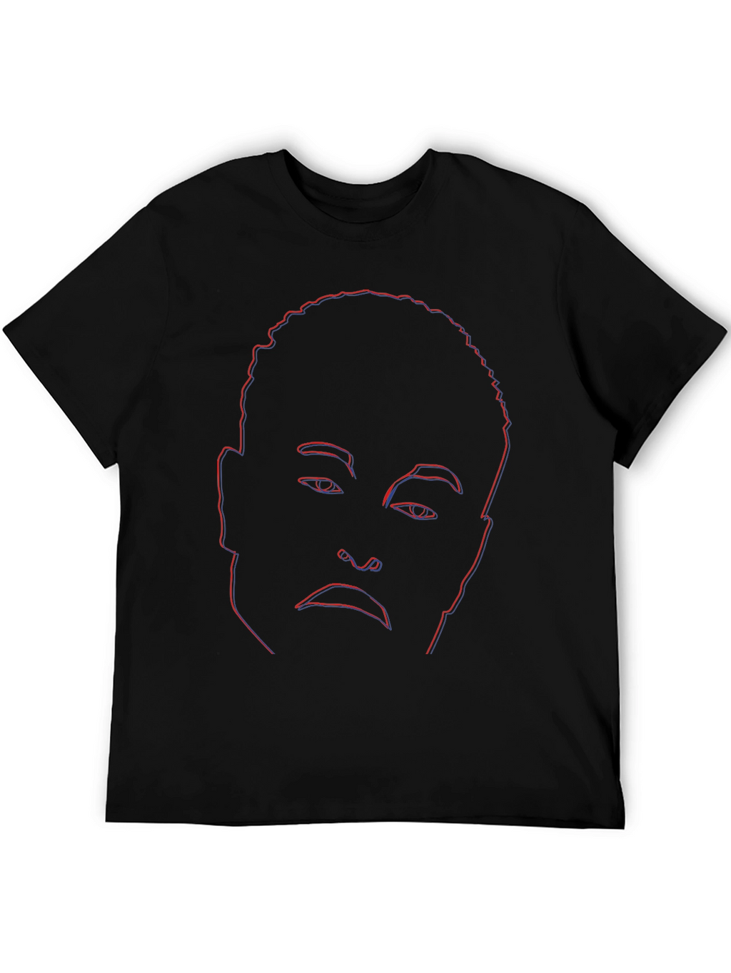 Abstract Face Outline Graphic Tee - Black